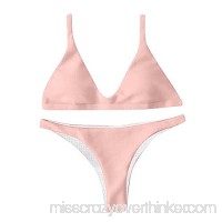AMOFINY Women's Fashion Swimwear Push-up Padded Bra Bandage Bikini Set Swimsuit Bathing Pink B07NL2G96C